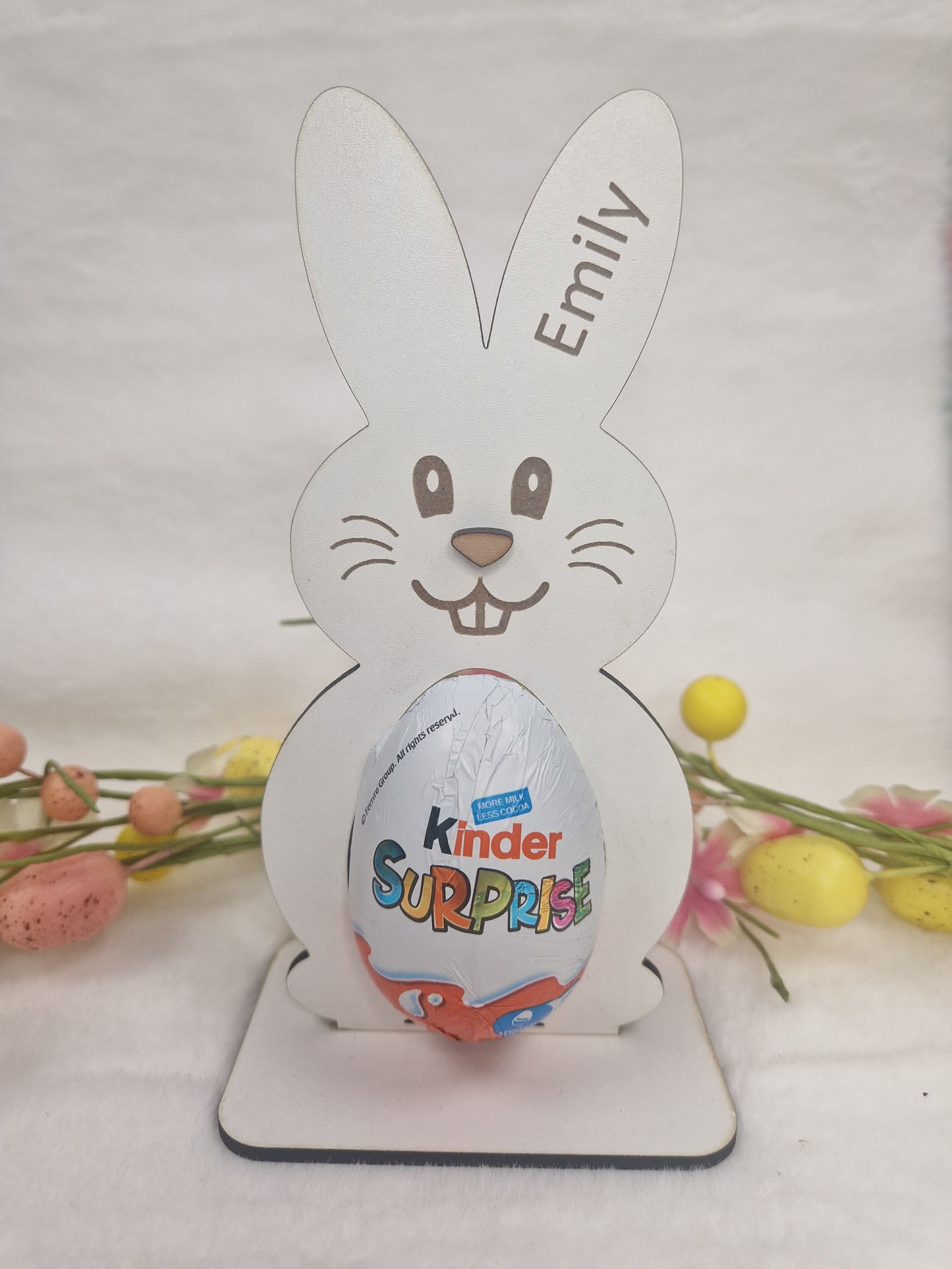 Personalised Easter Bunny Cream Egg / Kinder Egg Holder