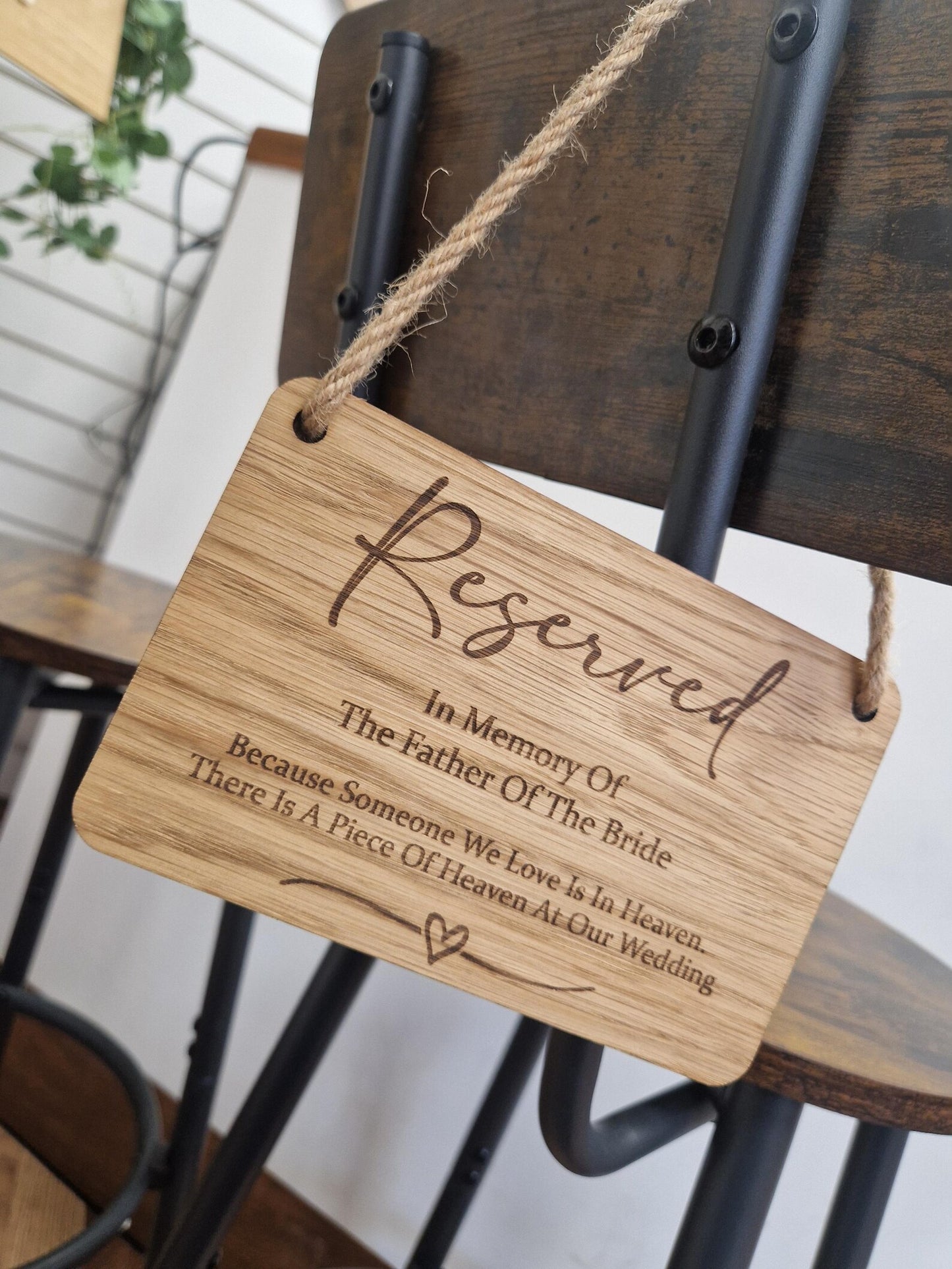In Memory Reserved Seating Hanger