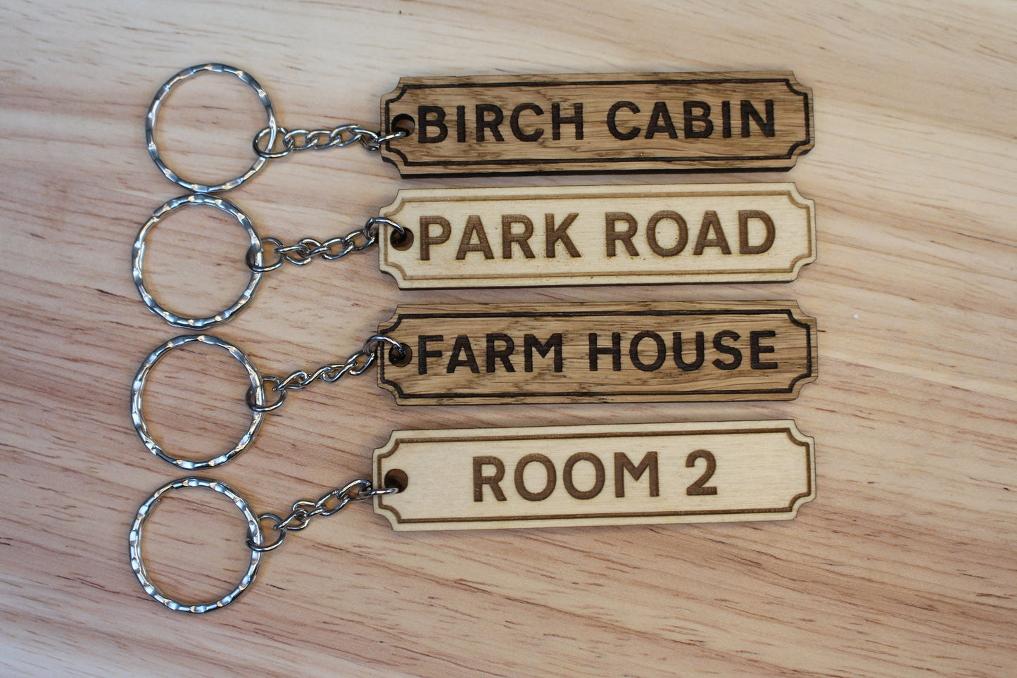 Wooden Sign Style Keyring