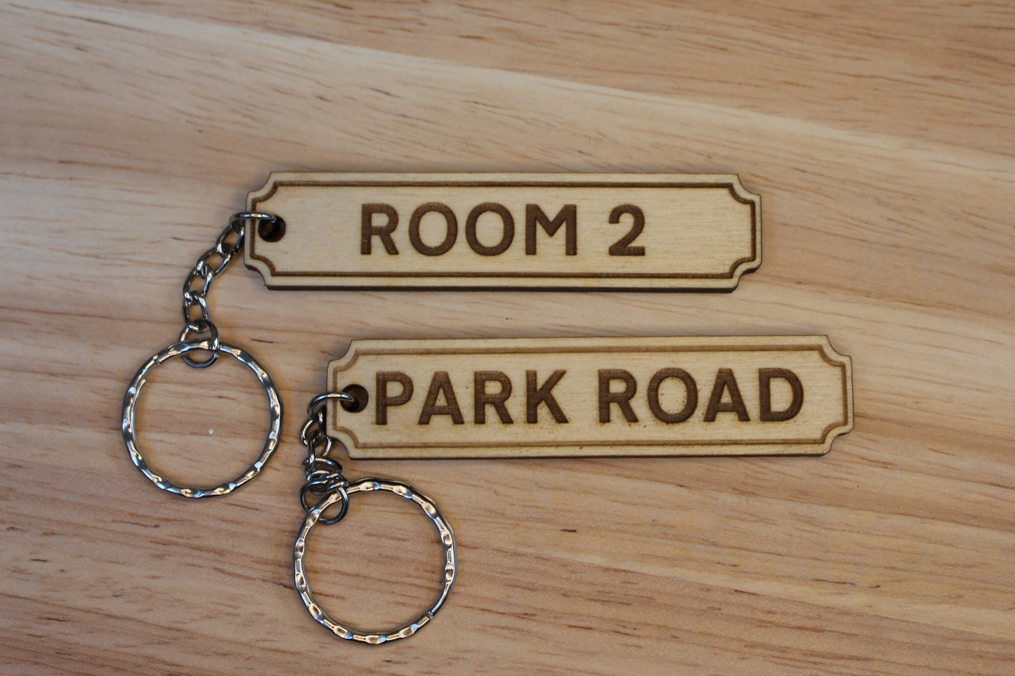 Wooden Sign Style Keyring
