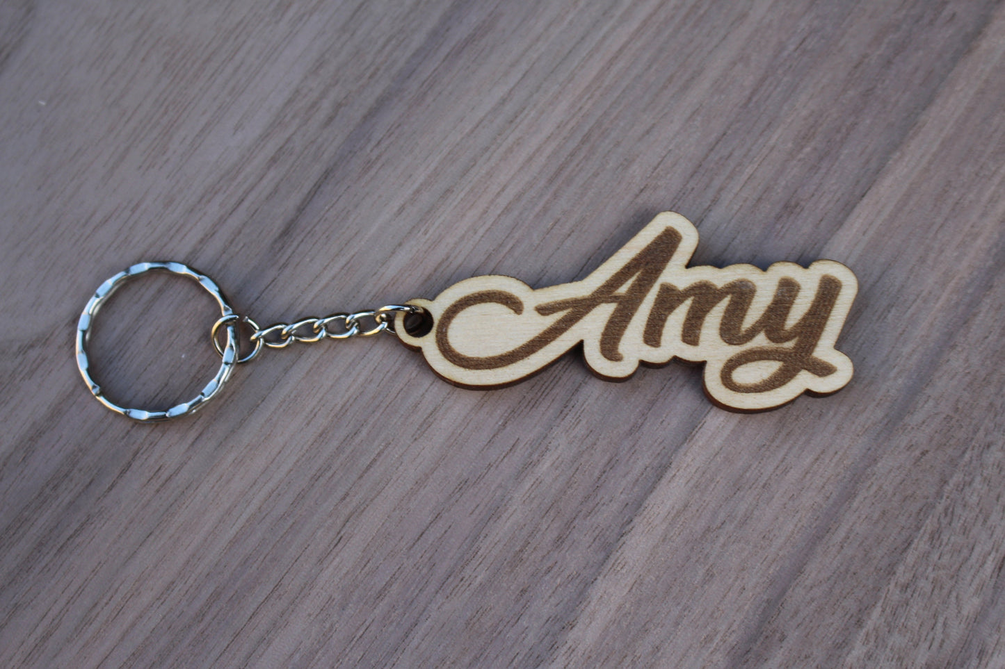 Wooden Name Personalised Keyring