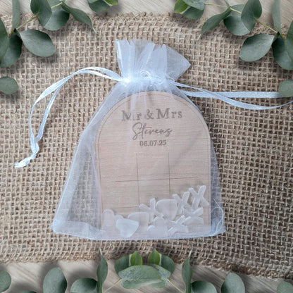 Personalised Arched Hearts & Kisses Wedding Favours