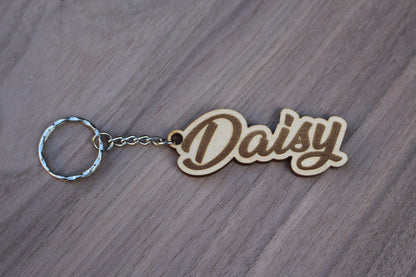 Wooden Name Personalised Keyring