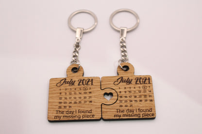 Personalised Date Puzzle Piece Keyring