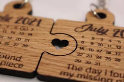 Personalised Date Puzzle Piece Keyring