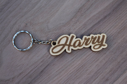Wooden Name Personalised Keyring