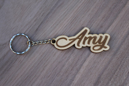 Wooden Name Personalised Keyring