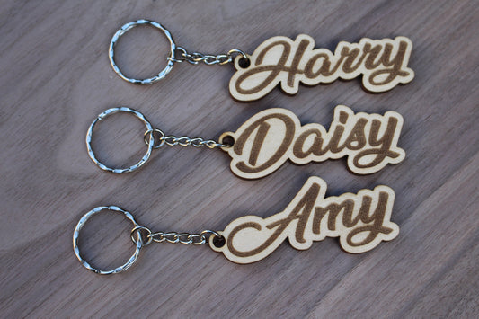 Wooden Name Personalised Keyring