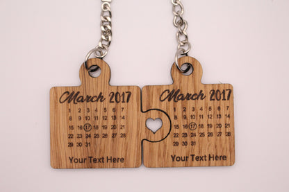 Personalised Date Puzzle Piece Keyring