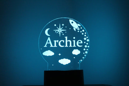 Childrens Personalised NightLight - Space Themed