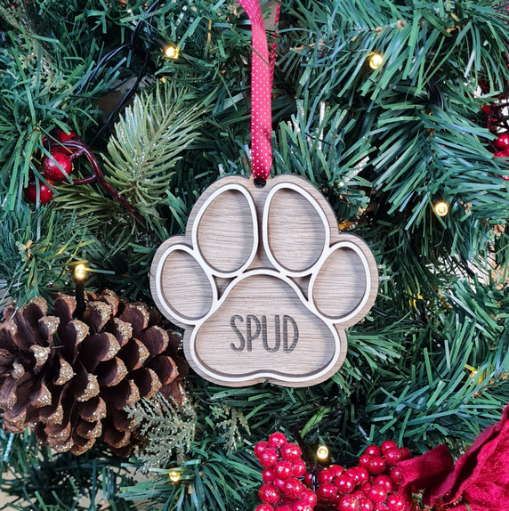 Oak Paw Print Bauble